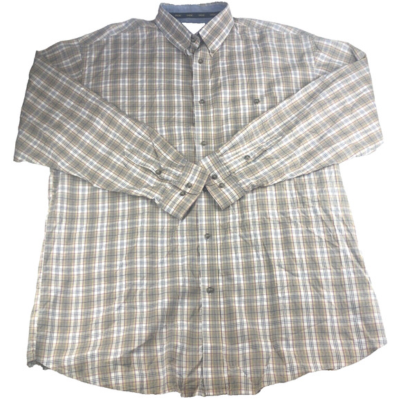 Twentyx Wrangler Men's Shirt 20X Long Sleeve Button Up 2XL Plaid Beige MJ2333M - Picture 1 of 13